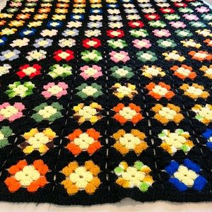 Vintage Granny Square Patchwork Afghan Throw Blanket